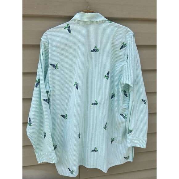 VTG Casey Coleman Blouse Women's XL Striped Floral Embroidery Cottage Grannycore - Picture 4 of 7